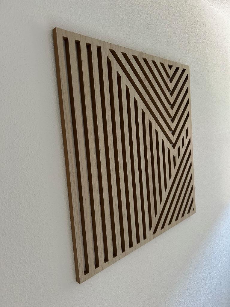 Houten geometrisch wandpaneel 77– decoratief – naturel, Ophalen, 77 cm, Zo goed als nieuw, Wandbord of Wandpaneel