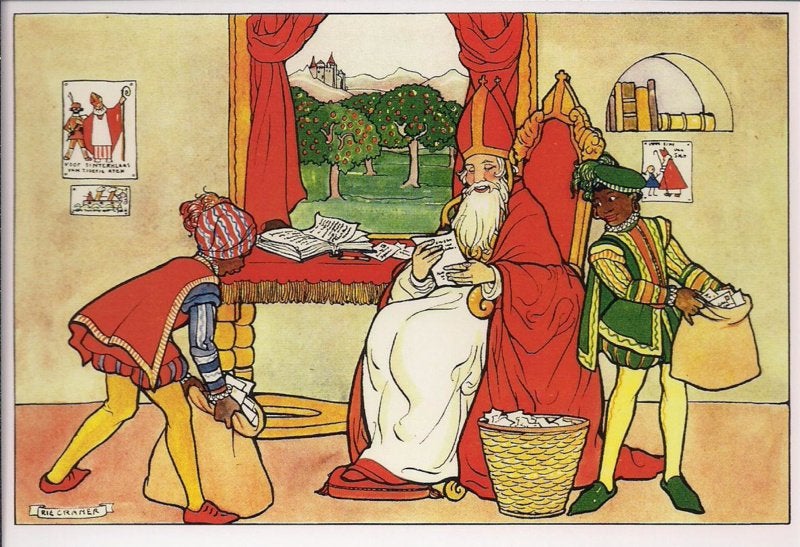 Bezoek van Sinterklaas - Rie Cramer prentbriefkaart [C9622], Ophalen of Verzenden, 1980 tot heden, Ongelopen, Voertuig