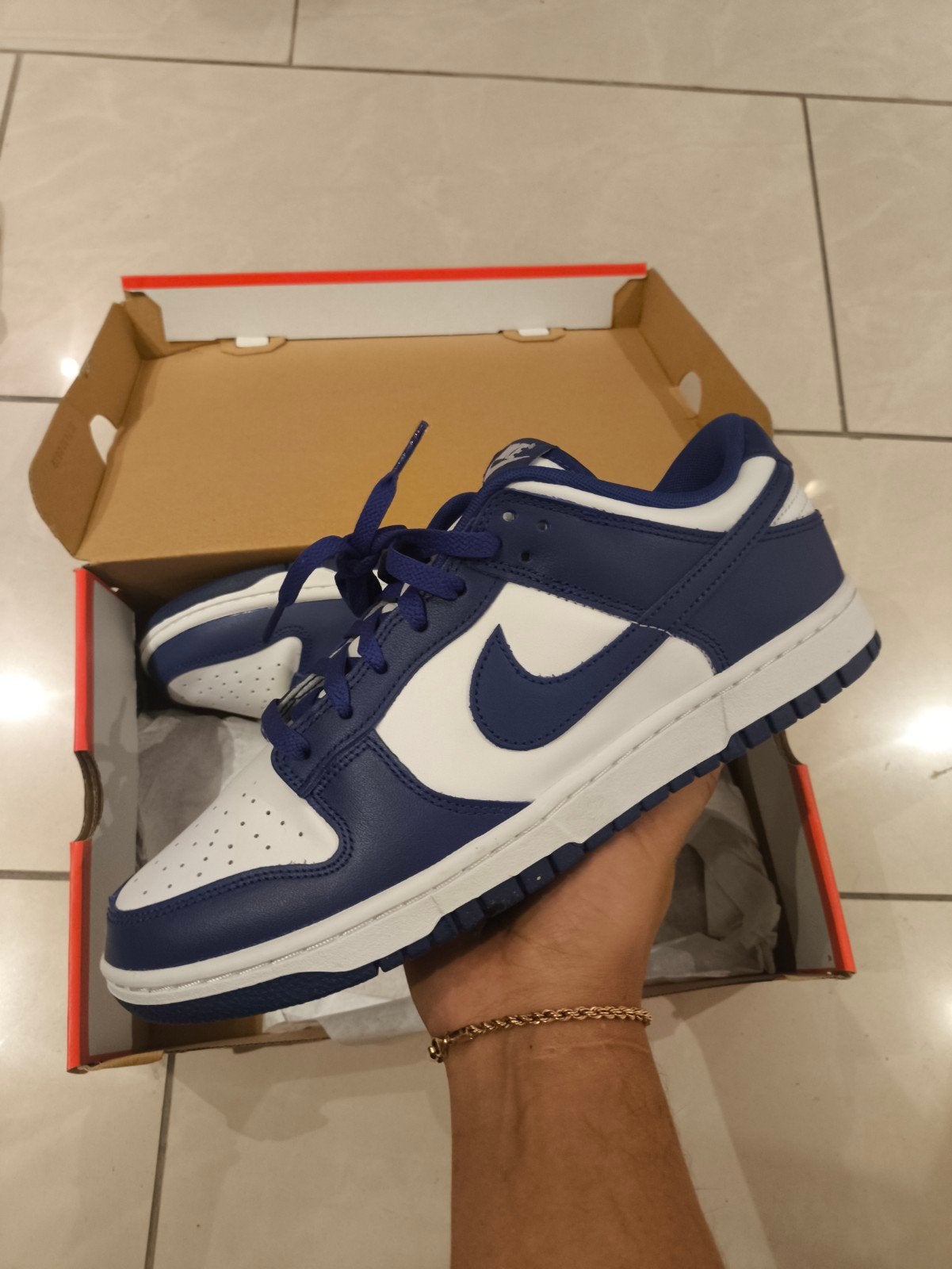 Nike Dunk Low Retro White Midnight Navy, Kleding | Heren, Ophalen, Blauw, Nike, Nieuw
