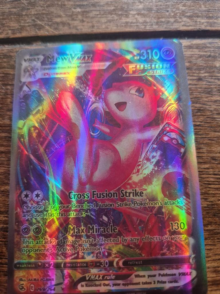 Mew VMAX Fusion Strike Pokémon Kaart (Holo), Ophalen of Verzenden, Zo goed als nieuw, Losse kaart, Foil