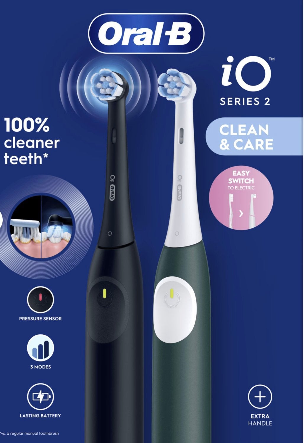 Electrische tandenborstel Oral-B IO2 zwart en groen duo pack, Ophalen of Verzenden, Nieuw, Tandenborstel