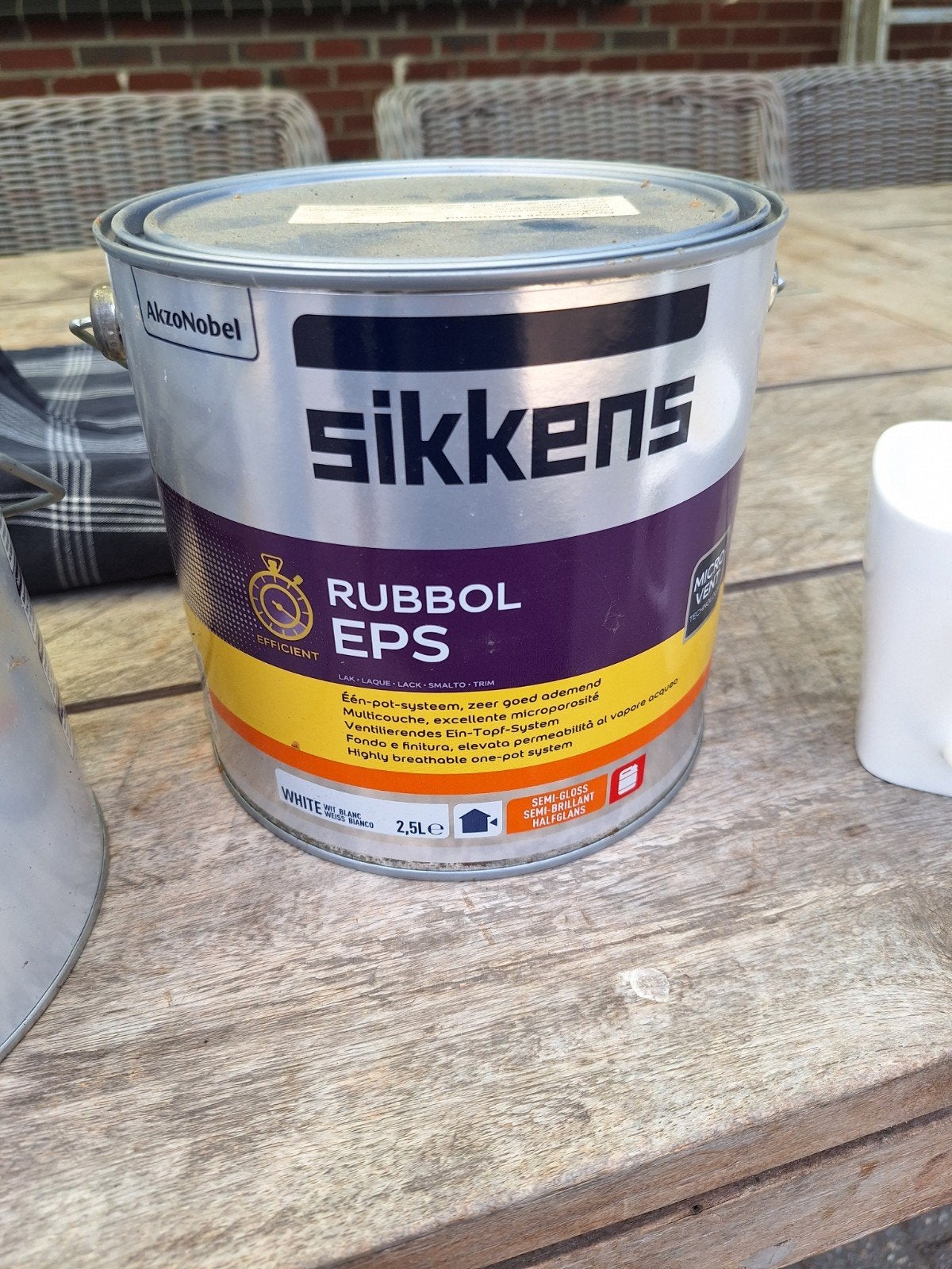 Sikkens Rubbol EPS en Primer - 4x 2,5L (Wit/Grijs), Ophalen, Overige kleuren, Zo goed als nieuw, Lak