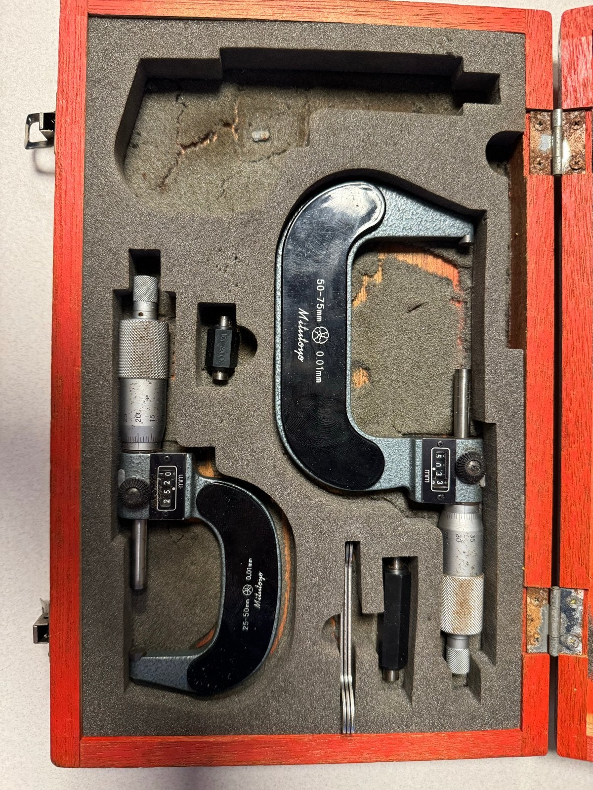 Mitutoyo Micrometer Set - Precisie Meetgereedschap, Ophalen of Verzenden, Gebruikt, Afstand