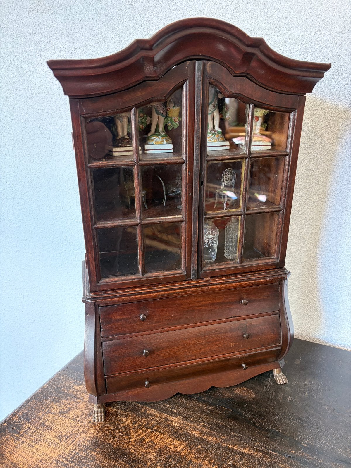 Antiek Miniatuur Kabinet Servies Kast - Hangmodel