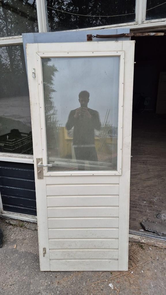 Massieve meranti achterdeur, Ophalen, Gebruikt, 80 tot 100 cm, Buitendeur