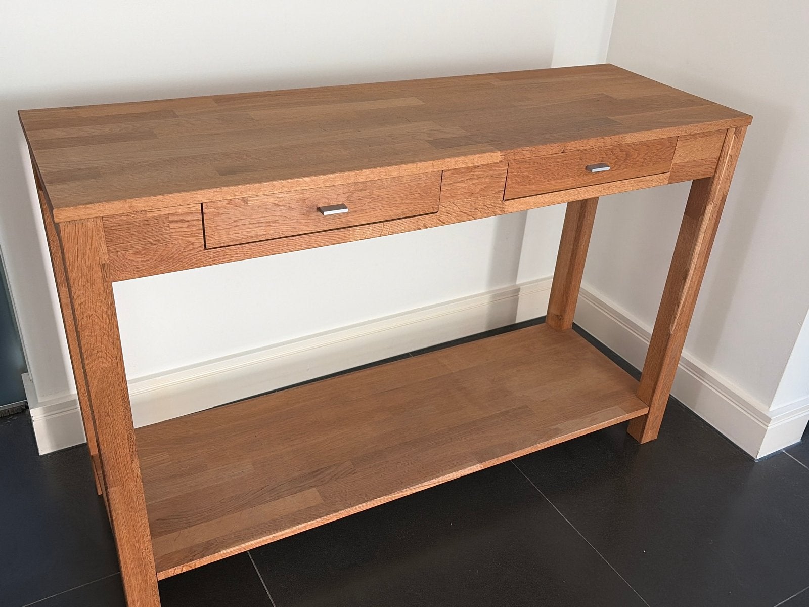 Eiken vol houten console tafel met lades, Huis en Inrichting, Ophalen, Zo goed als nieuw, 75 cm of meer, 60 cm of meer