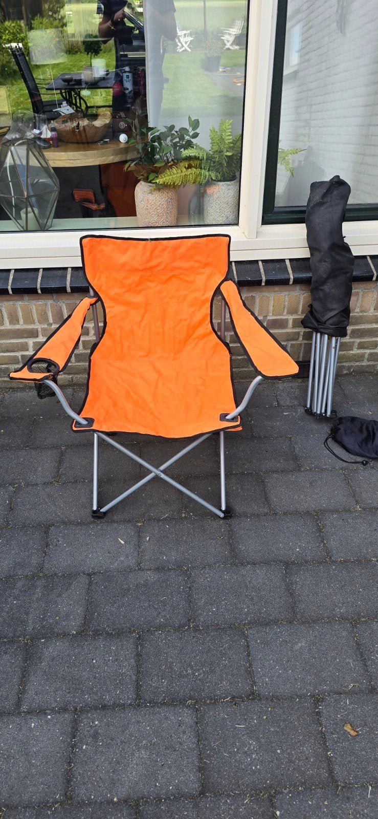 Opvouwbare Campingstoel - Oranje, Ophalen, Gebruikt, Campingstoel