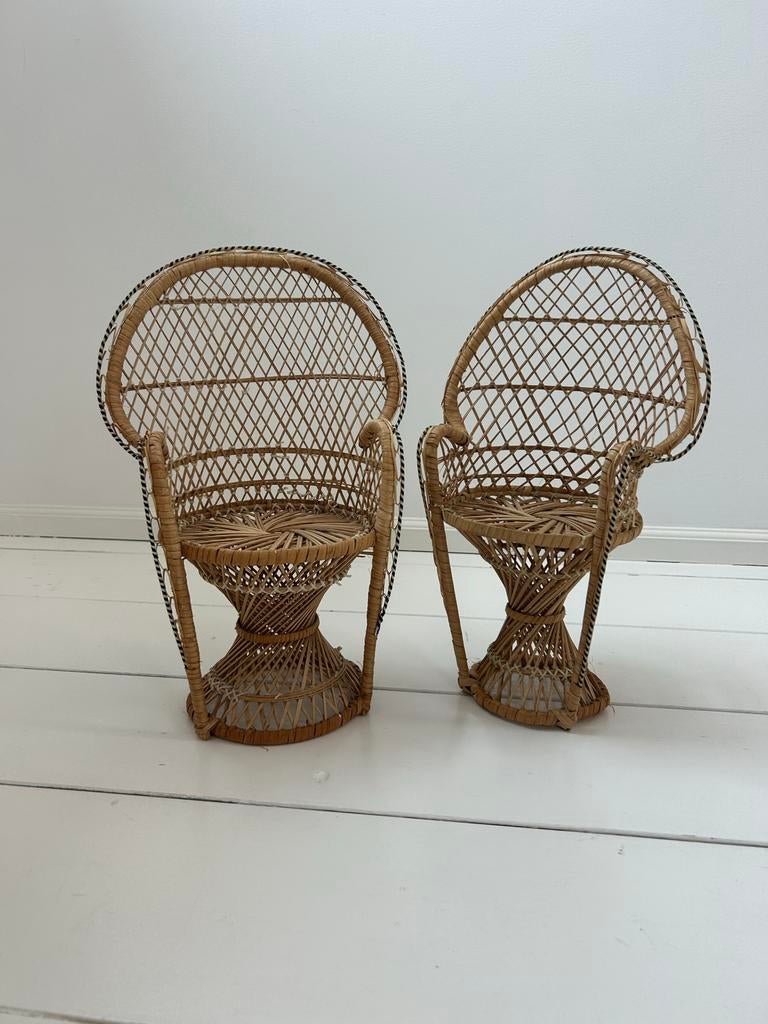 Set van 2 vintage rotan poppenstoelen, Antiek en Kunst, Antiek | Meubels | Stoelen en Banken, Ophalen