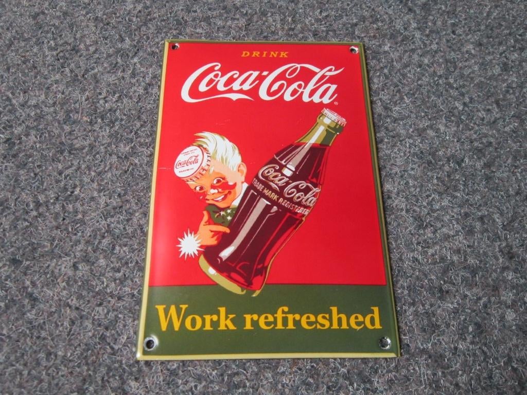 COCA COLA EMAILLE RECLAMEBORD, Verzamelen, Ophalen, Zo goed als nieuw, Reclamebord