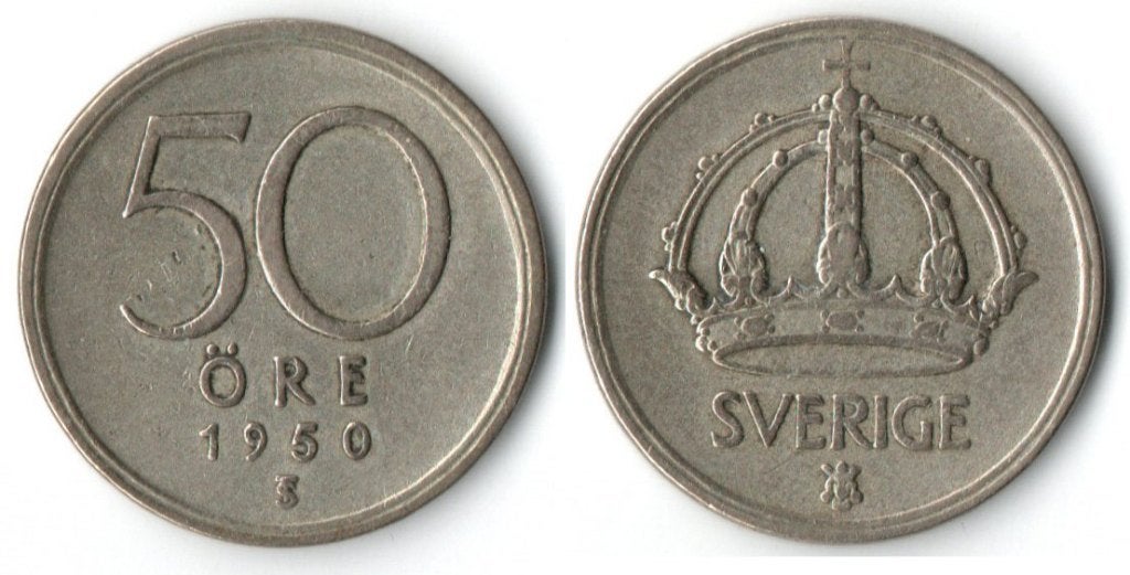 Zweedse 50 Öre munt uit 1950, Verzenden, Overige landen, Losse munt, Zilver