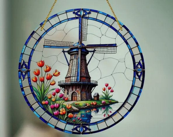 Raamhanger Molen met Tulpen, Ophalen of Verzenden, Nieuw