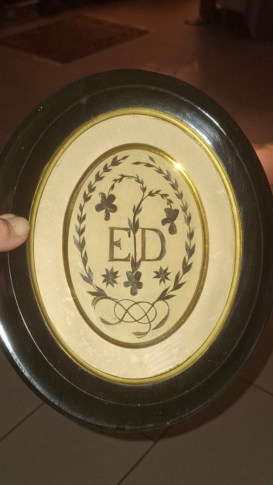 Ingelijst Haarwerk, nr1 , rond 1900., Ophalen of Verzenden