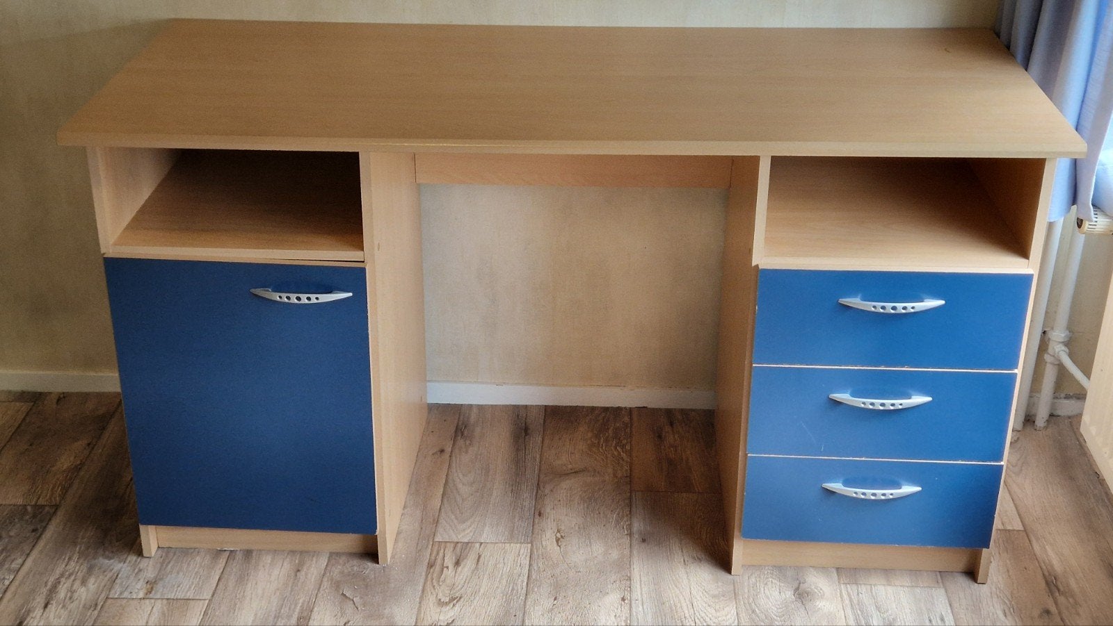 Bureau 58x140 cm met kastje + 3 lades., Ophalen, Gebruikt