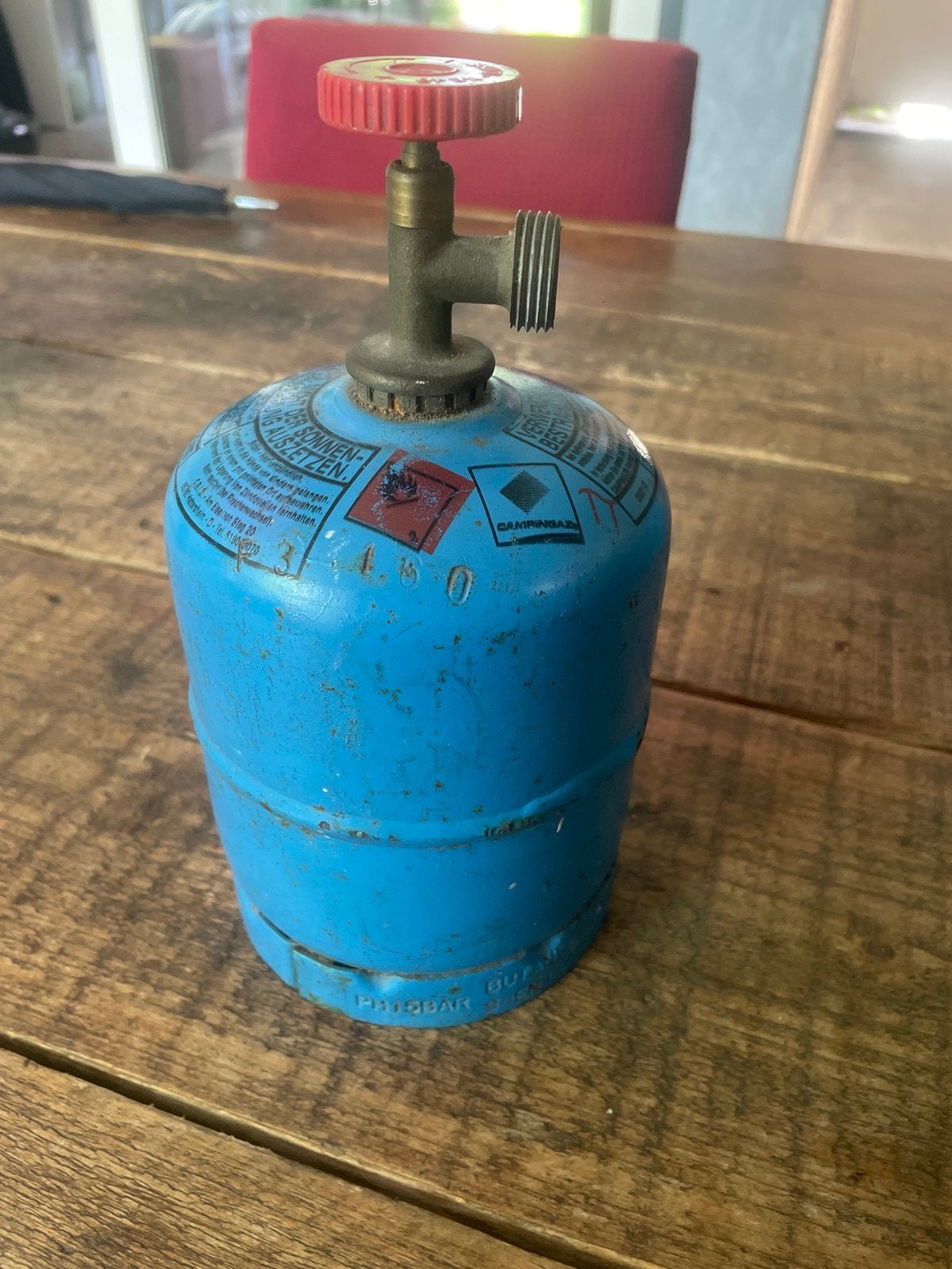 Campingaz gasflesje met kraan, Caravans en Kamperen, Ophalen of Verzenden, Gebruikt