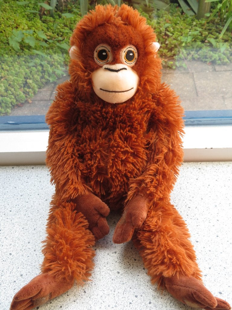 Orang Oetan aap aapje meet ca 48 cm gestrekt bruin velours, Ophalen of Verzenden, Zo goed als nieuw, Wasbaar, Middelgroot (20 tot 80 cm)