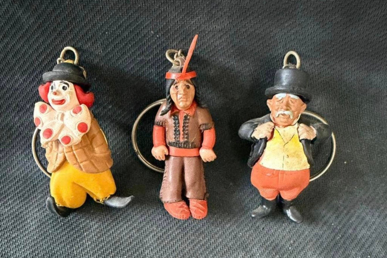 Vintage Pipo de Clown sleutelhangers-Set van 3 o.a Klukkluk, Verzenden, Zo goed als nieuw