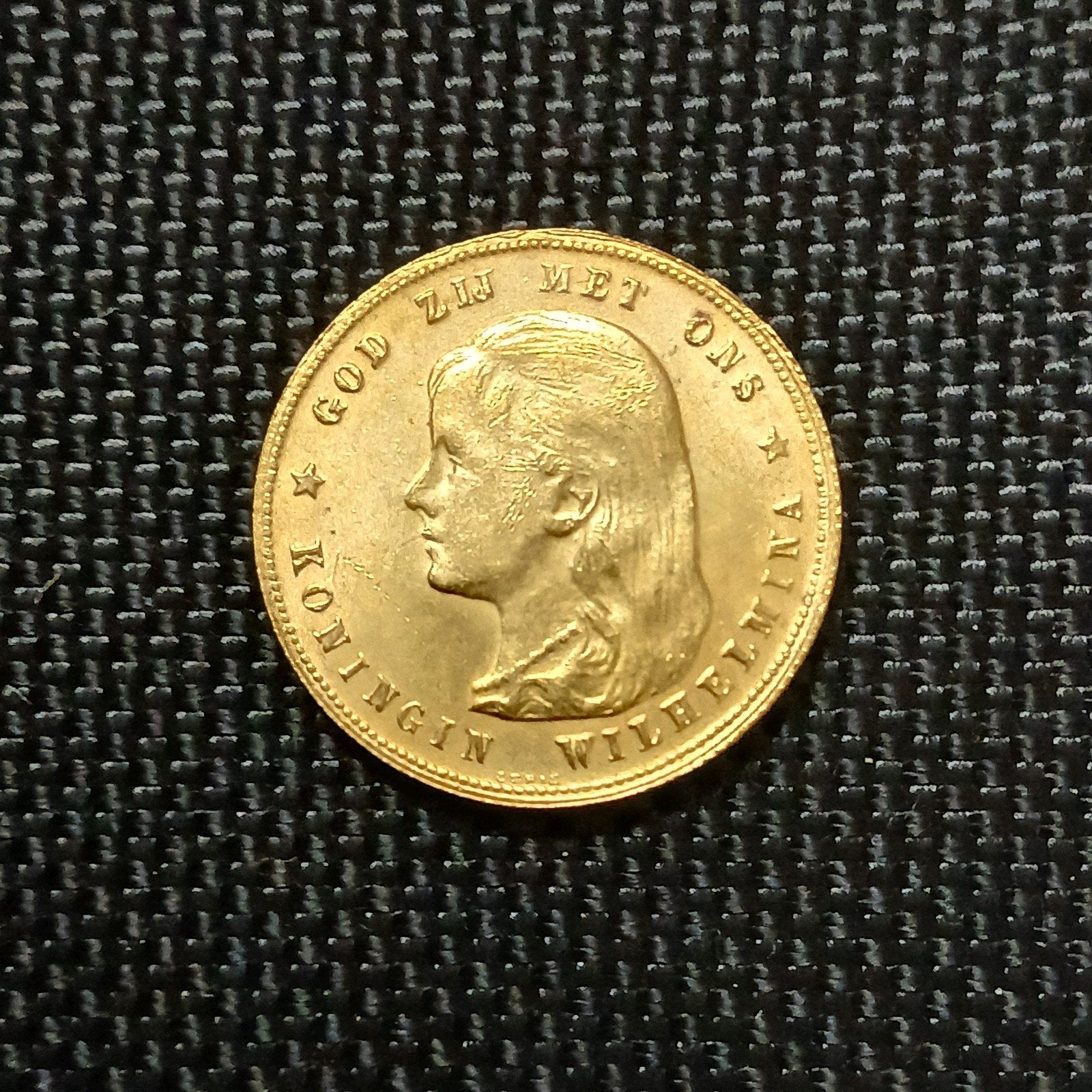 Gouden 10 Gulden tientje Wilhelmina 1897 vergulding naslag, Postzegels en Munten, Verzenden, Goud, Koningin Wilhelmina, Losse munt