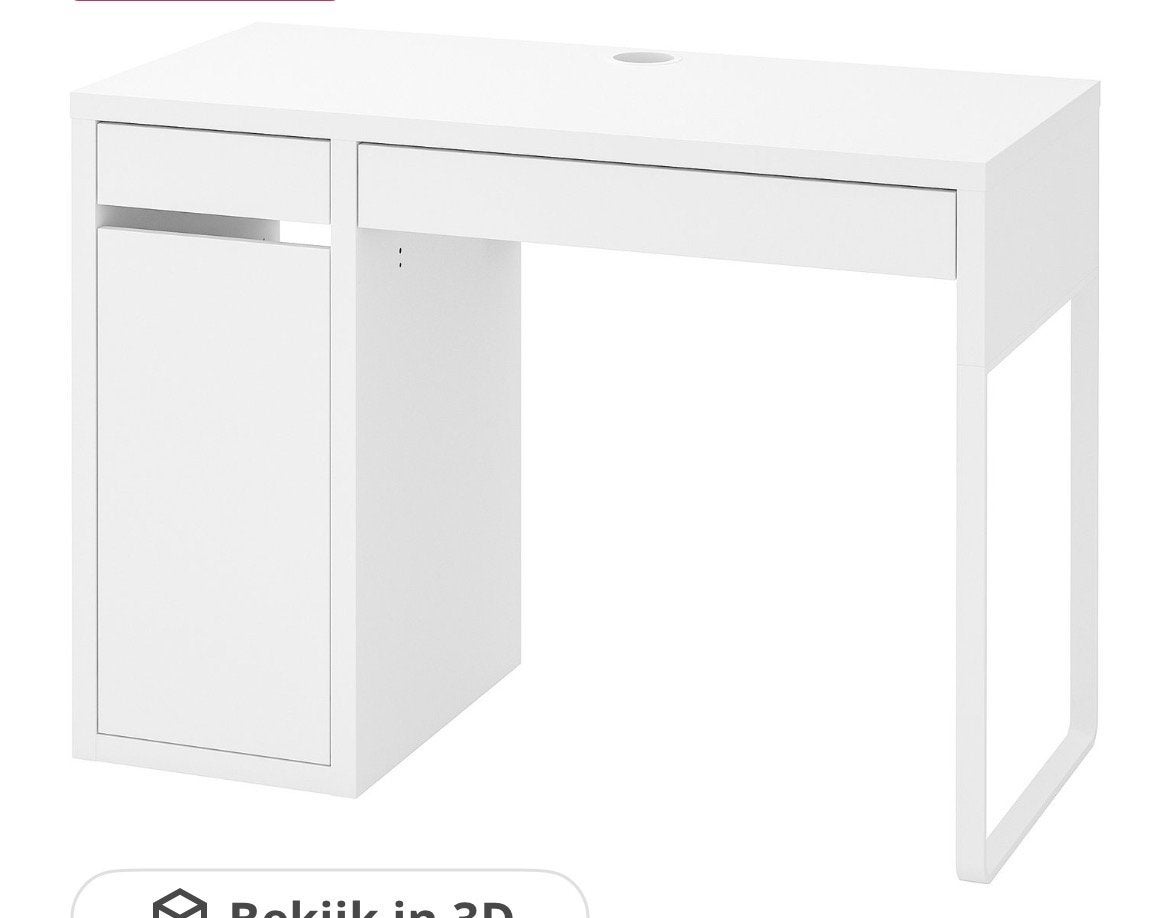 IKEA Micke bureau wit met lades en opbergruimte, Ophalen, Gebruikt, Met lades, Spaanplaat of MDF