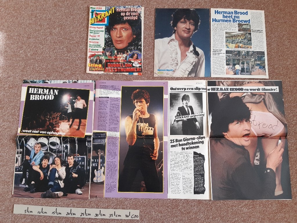 Knipsels Cuttings Herman Brood Muziek Expres 1980 Hitkrant, Ophalen of Verzenden, 1980 tot heden, Nederland, Knipsel(s)