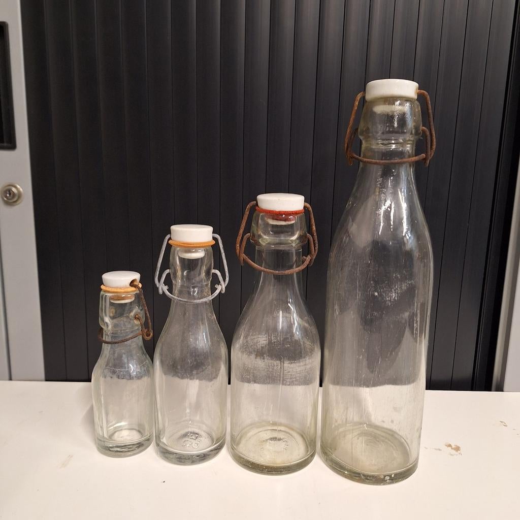 Vintage Beugel melkflessen Set periode 1930-1930, Ophalen of Verzenden