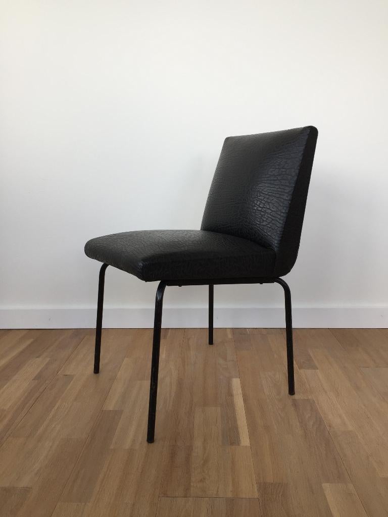 set jaren 60 Meurop stoelen door Pierre Guariche, Ophalen, Gebruikt, Zwart, Belgisch design