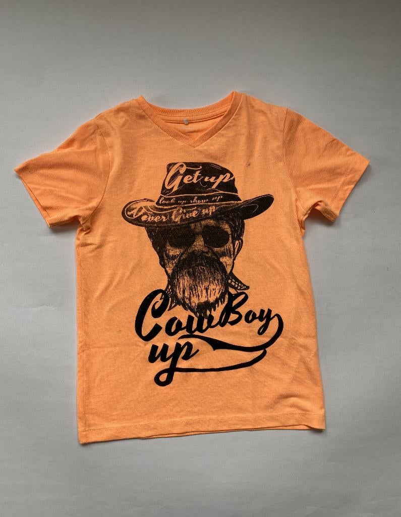 Leuk oranje shirt van Name It (122/128), Kinderen en Baby's, Kinderkleding | Maat 122, Gebruikt, Ophalen of Verzenden, Shirt of Longsleeve