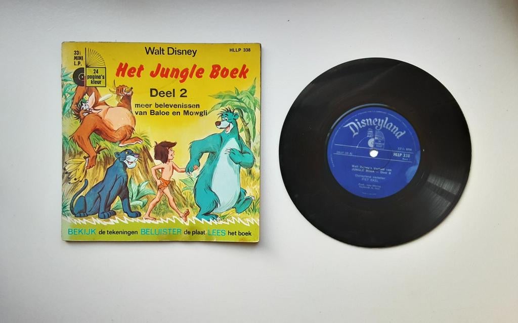 2 Walt Disney boekjes met mini l.p. Jungle+Jungleboek deel 2, Ophalen of Verzenden