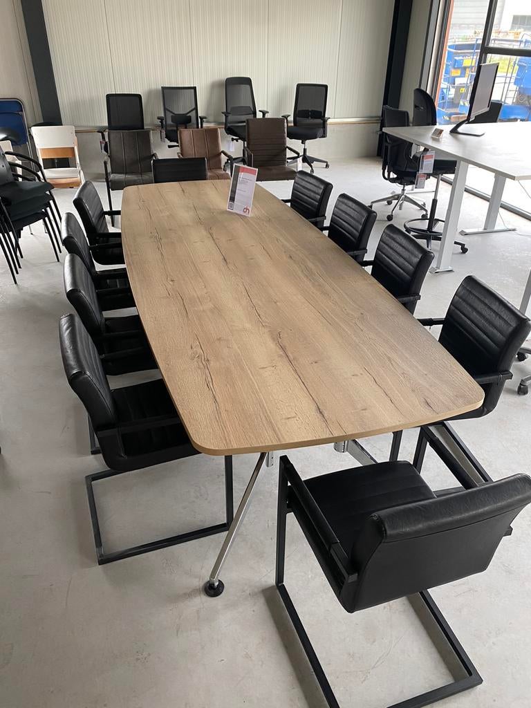 Luxe design vergadertafel met Chrome onderstel, Ophalen, 100 tot 150 cm, Vijf personen of meer, Overige houtsoorten