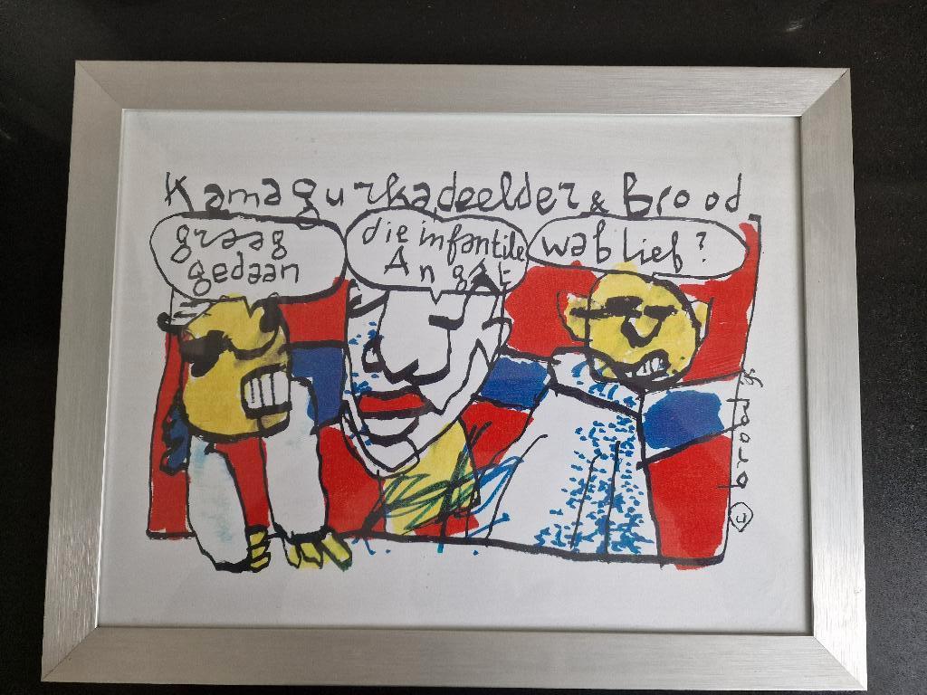 Herman Brood Artprint Kamagurka Deelder & Brood, Antiek en Kunst, Ophalen of Verzenden
