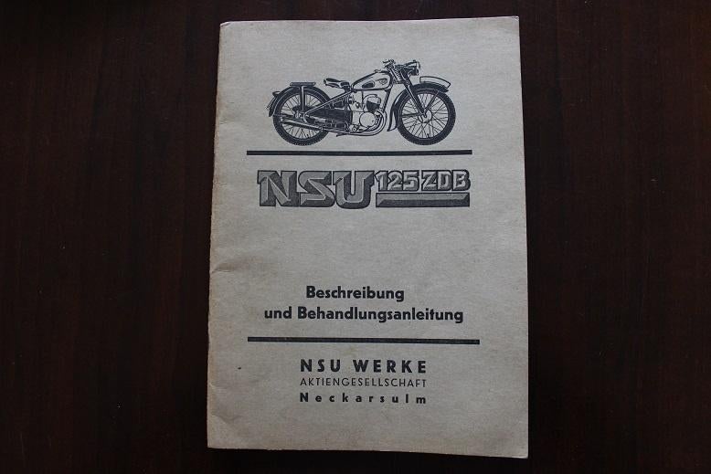 NSU 125ZDB 1937 motorrad behandlungsanleitung instructies, Motoren, Ophalen of Verzenden, Overige merken