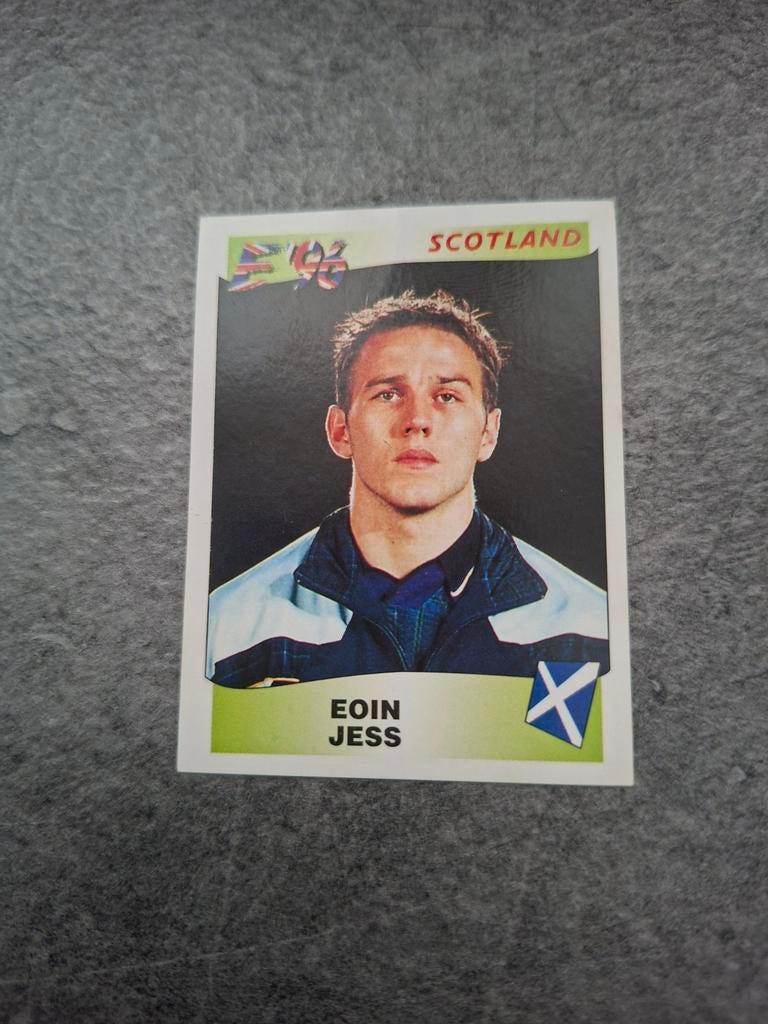 Panini sticker Euro 96 Engeland. Speler Eoin Jess Schotland., Verzenden, Zo goed als nieuw, Sticker