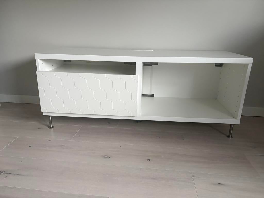 Besta TV meubel wit van IKEA, Ophalen, Besta, Gebruikt, 100 tot 150 cm