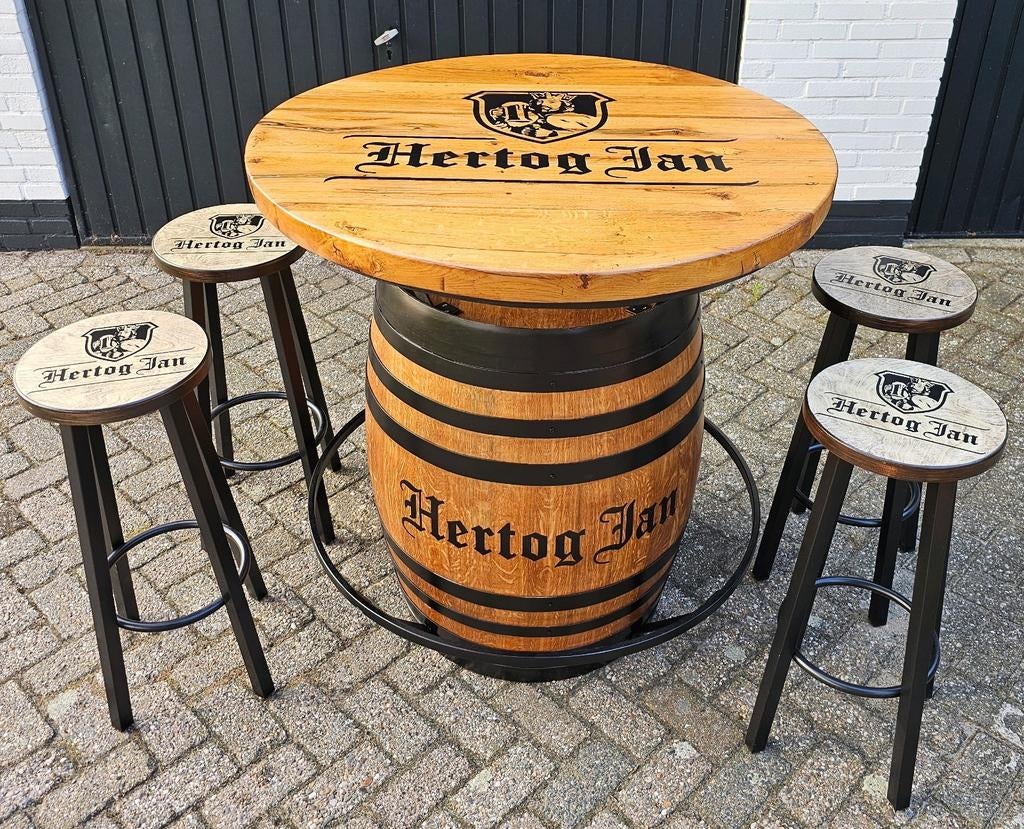 HERTOG JAN wijnvat statafel met massief eiken blad, Ophalen of Verzenden, Nieuw, Overige typen, Hertog Jan