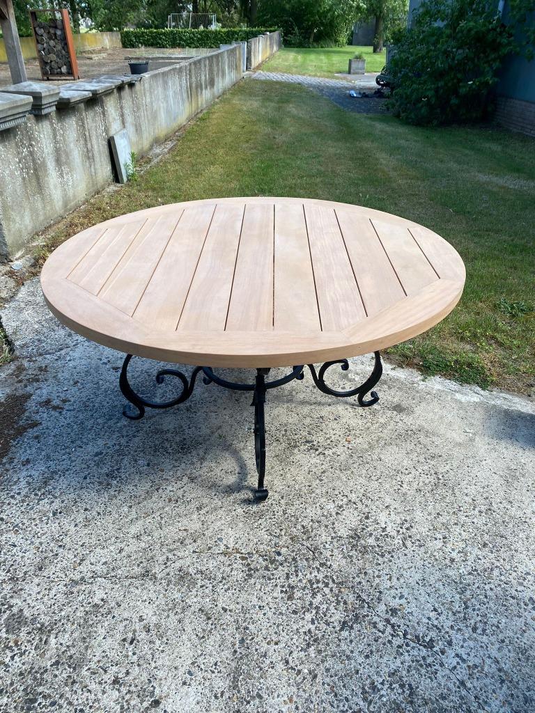 Nieuwe Hardhouten Tuintafel (in meerdere maten verkrijgbaar), Tuin en Terras, Ophalen of Verzenden, Nieuw, Rond, Metaal