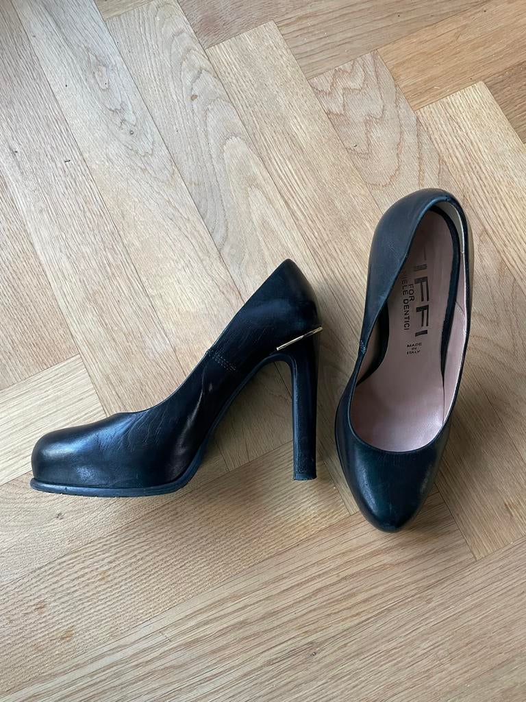 Echt leren nieuwe zwarte pumps - maat 36,5, Pumps, Zwart, Ophalen of Verzenden, Zo goed als nieuw