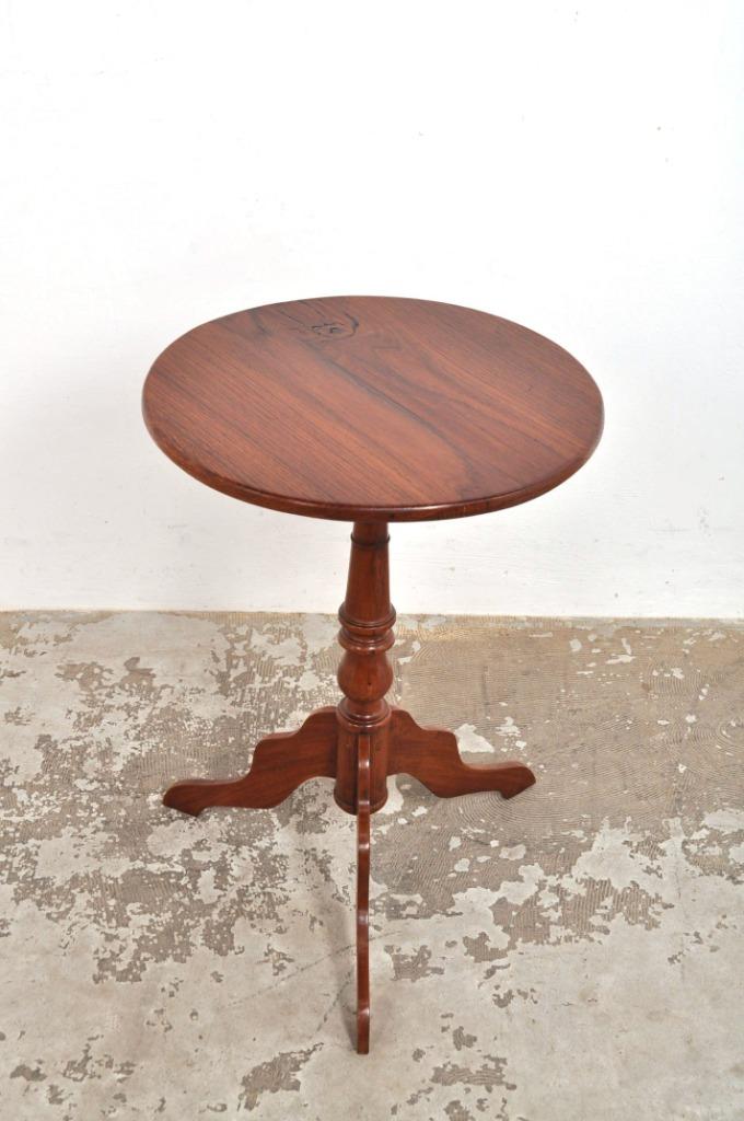Antieke mahonie side table bijzettafel tafel ca 1875, Minder dan 55 cm, Gebruikt, Rond, Ophalen of Verzenden