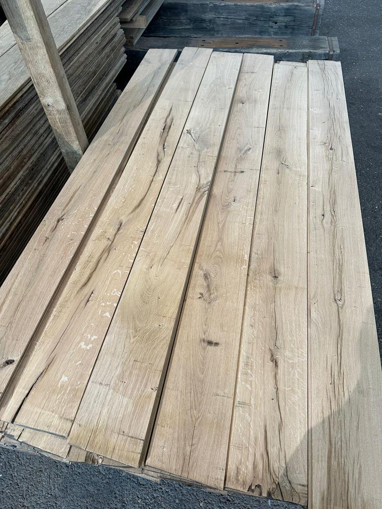 Eiken Vloerdelen - Massief 18 en 22 cm breed, Ophalen, Gebruikt, Minder dan 25 mm, Eiken