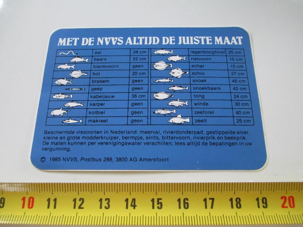 sticker Hengelsport met de NVVS altijd de juiste maat, Ophalen, Zo goed als nieuw