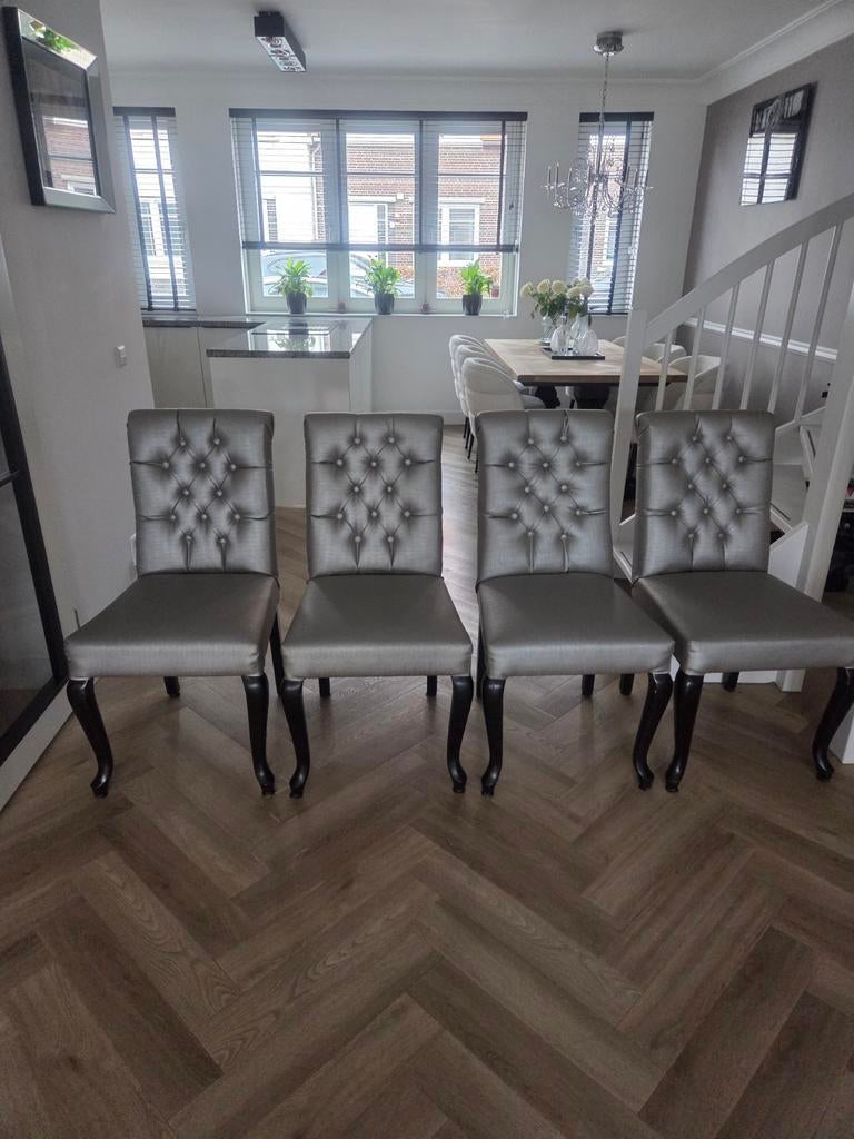 4 mooie eetkamerstoelen luxe afneembare stof Eric Kuster, Ophalen, Zo goed als nieuw, Overige kleuren, Stof