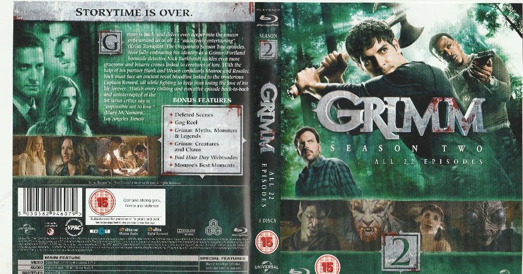 Grimm season 2 all 22 episodes engels blu ray 5 discs, Cd's en Dvd's, Blu-ray, Ophalen of Verzenden, Zo goed als nieuw, Tv en Series