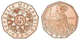 5 Euro Oostenrijk 2025 UNC - Nieuwjaarsmunt: Dans je Vrij, Verzenden, Oostenrijk, 5 euro, Losse munt