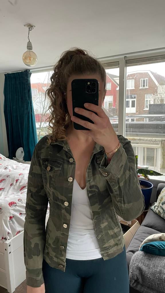 Legerblouse met gouden details - ook leuk voor Carnaval!, Maat 38/40 (M), Ophalen of Verzenden, Jasje, Gedragen