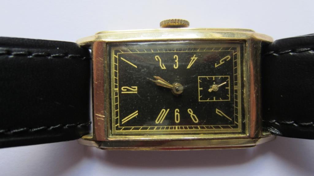 HERENHORLOGE 1930/1940, vergulde kast, uitstekend lopend, Overige merken, Staal, Polshorloge, Ophalen of Verzenden