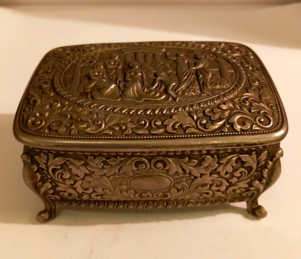 Sieraden doosje van metaal. Met Griekse afbeelding., Ophalen of Verzenden
