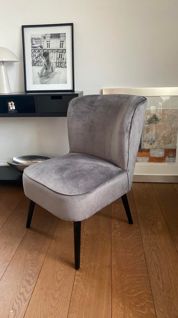 Faurteuil velvet grijs, Huis en Inrichting, Fauteuils, Ophalen of Verzenden, Zo goed als nieuw