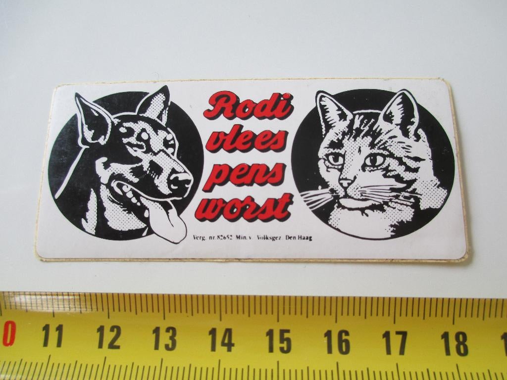 sticker rodi vlees pens worst hond kat, Ophalen, Zo goed als nieuw