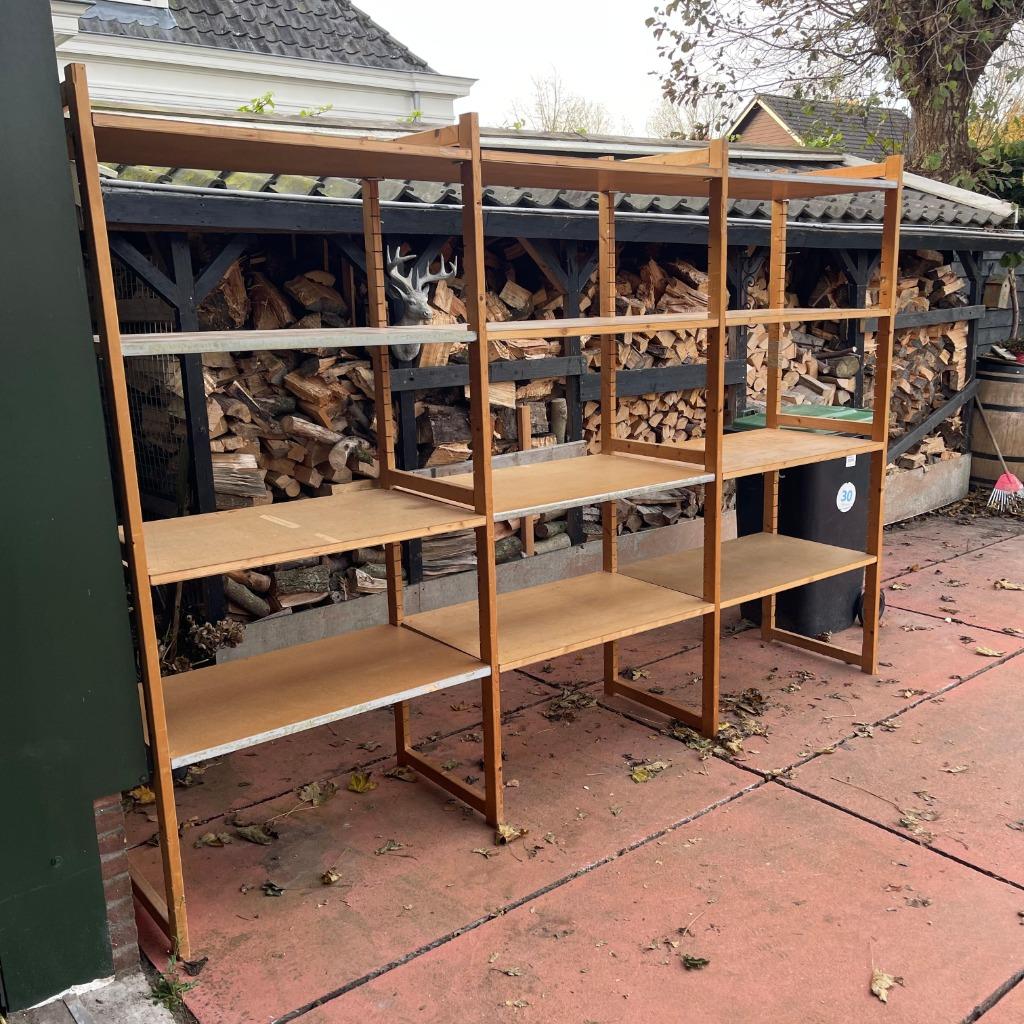 Bruynzeel Archos Stellingkast Houten Stelling 302x60x212cm, Ophalen, Bruynzeel, Bruynzeel, Zo goed als nieuw