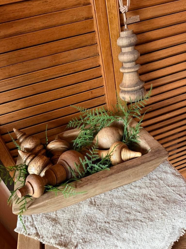 Sober/Landelijke Houten Bak gevuld met houten klossen, Ophalen of Verzenden, Nieuw