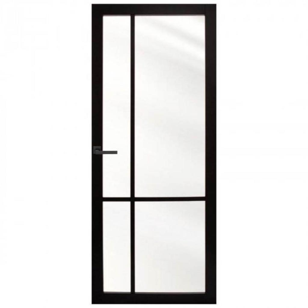Staallook deuren zwart stomp met glas paneeldeur, Doe-het-zelf en Verbouw, Deuren en Horren, 80 tot 100 cm, Binnendeur, Nieuw