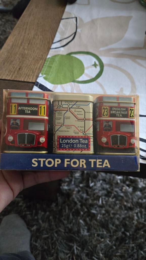 Vintage miniature tea blikken in verpaking, Verzamelen, Blikken, Ophalen of Verzenden